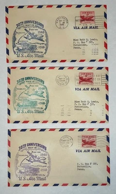 1948 First Flight Envelope Set 30th Anniversary of Airmail DC, Philly, New York - Image 1 of 2