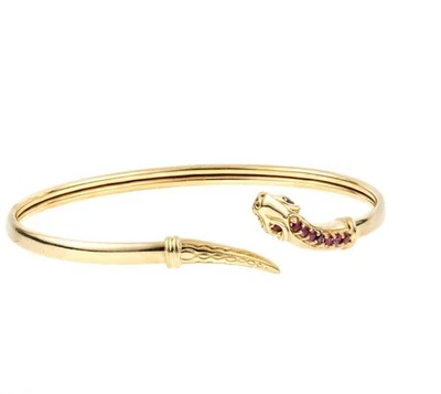 Vintage, 9ct Yellow Gold Serpent Bangle with Ruby Eyes and Neck - Image 1 of 4