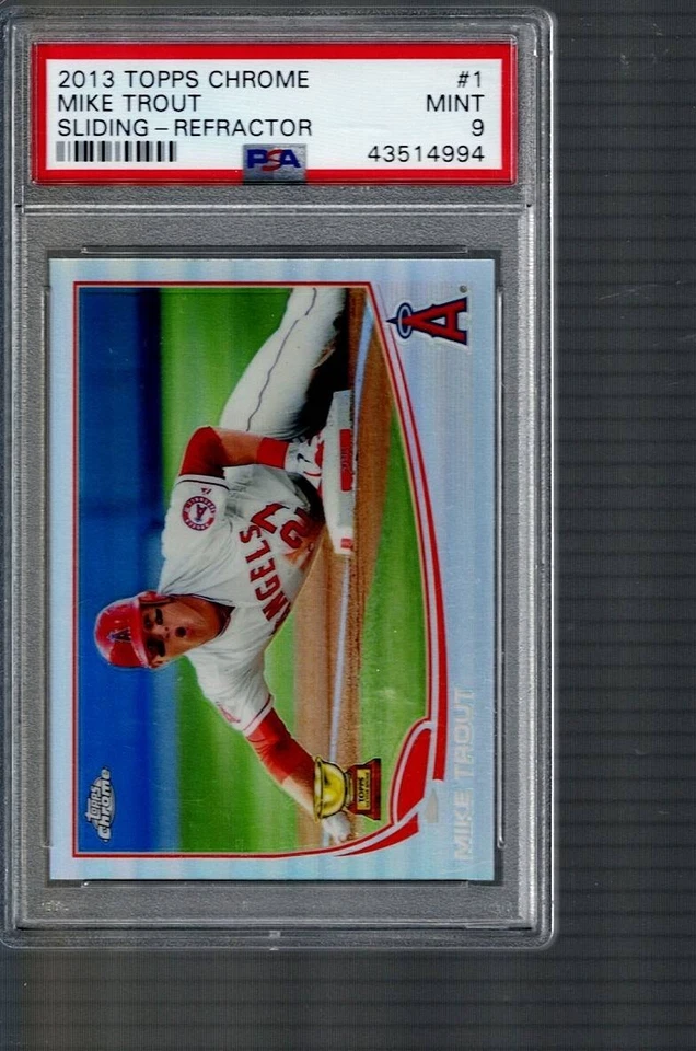 #1  sliding refractor  MIKE TROUT    2013  TOPPS CHROME   PSA  9 - Image 1 of 1