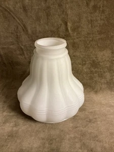 Vintage white satin cased glass bell shaped light/lamp shade/globe Ribbed W/ring - Picture 1 of 4