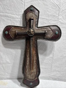 15.5" Tall X 10.5” Wide Montana West Wall Art Resin Stars Western Cross - Picture 1 of 6