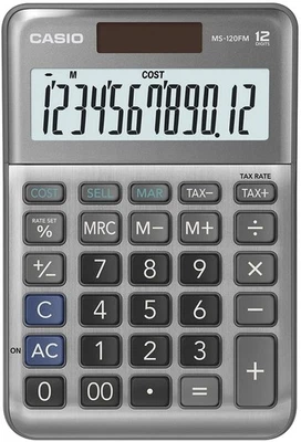 CASIO MS-120FM Desk Calculator 12-Digit, Metal Front, Tax, Cost/Sell/Margin Succ - Image 1 of 4