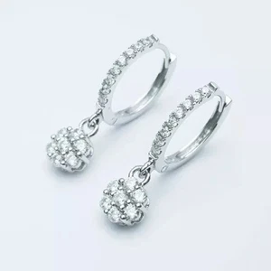 2.00Ct Round Cut Lab-Created Diamond Drop Dangle Earrings 14K White Gold Plated - Foto 1 di 5