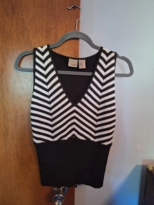 Chaleco suéter para mujer Easel blanco y negro talla M 100 % algodón Foto 1 de 4