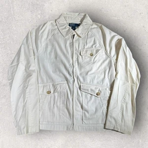Vintage 90s Polo Ralph Lauren Sportswear Full Zip Riders Jacket Ivory Mens M - Picture 1 of 18