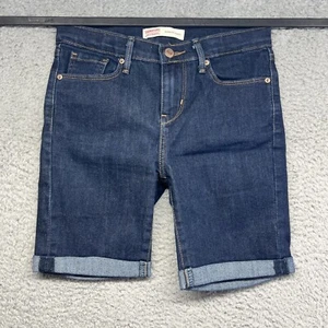 Levi Strauss Signature Womens Blue Denim Mid Rise Bermuda Cuffed Shorts Size W12 - Picture 1 of 9