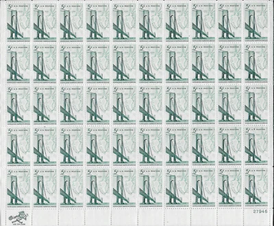 US Scott 1258, Verrazano-Narrows Bridge, 1964, Full Mint Sheet of 50, F/VF. - Image 1 of 2