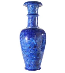 21" Marble Flower Vase Lapis GemStones Marquetry Inlay Handmade Art Work - Picture 1 of 3