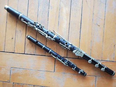 非常古老,漂亮的木制 C- 长笛和短笛套装 "Zalud Terenzin"(缺少头) — 第 1/4 张图片