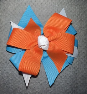 baby or girl hair bow/clip -orange,white & light blue - New! - Picture 1 of 2
