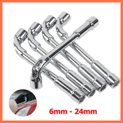6mm-24mm Metric L Shaped Angled Open Hex 6 point Socket Wrench Doubleend Spanner - Image 1 of 4
