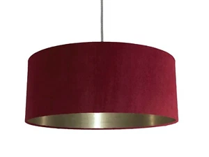 Designer Red Velvet Fabric Lampshade Brushed Metallic Champagne *7 linings* - Picture 1 of 25