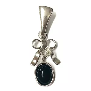 new hand set Whitby Jet and 925 Sterling Silver Oval Drop Bow Design - Picture 1 of 1