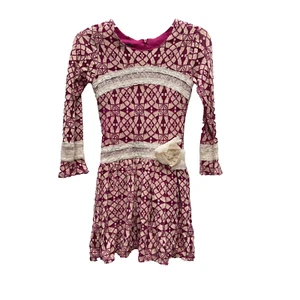 Isobella & Chloe Little Girls 7 Dress Wine Burgundy Long Sleeves Lace Sequins - Picture 1 of 6