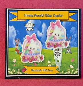 ADORABLE EASTER BUNNY MAGNETIC NEEDLE MINDER & THREADER GIFT SET HANDMADE - Picture 1 of 3