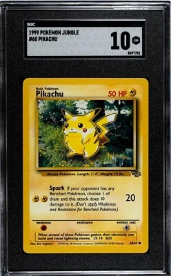 1999 Pokemon Jungle Unlimited 60/64 Pikachu Chubby SGC 10 GEM MINT - Image 1 of 2