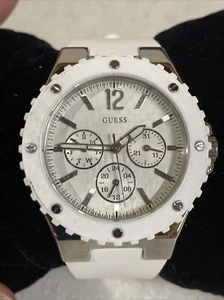 Guess Waterpro Chronograph Watch Mens White Tone Stainless Steel Classic 100 m - Picture 1 of 5