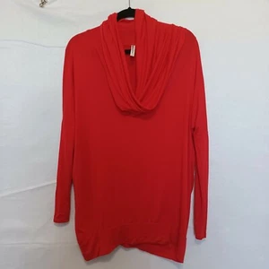 Leggings Queen  women's Tunic Red Draped Neck Long Sleeve Size Large  - Picture 1 of 8