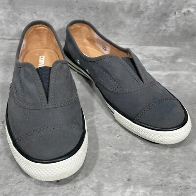 Zapatos planos Converse All Star sin cordones grises textiles zapatos de barco para mujer talla 6,5 Foto 1 de 4