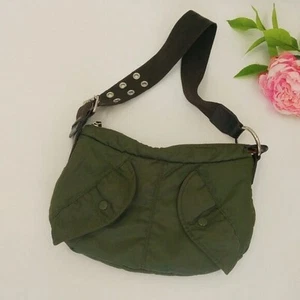 VINTAGE Y2K Old Navy Shoulder Bag Army Green Nylon Seatbelt Adjustable Strap - Picture 1 of 13