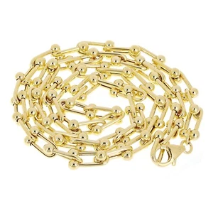 Italian 14k Yellow Gold Semi-Solid U-Link Chain Necklace 18" 6mm 18 grams - Picture 1 of 5
