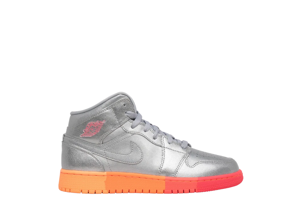 Size 5.5 (GS) - Jordan 1 Mid Metallic Silver Pink Crimson