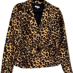 Vintage Cache Leopard Cheetah Animal Print Silk Blend Blazer Jacket Size 10 - Picture 1 of 14