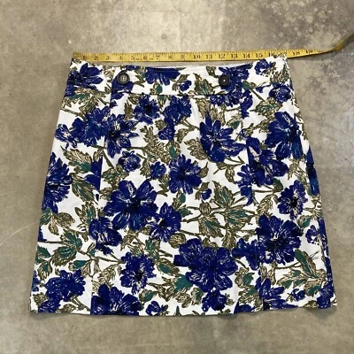 Falda Brooks Brothers Mujer 12 Azul Floral Línea A Oficina Rojo Vellón Foto 1 de 4