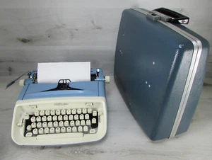 Royal Aristocrat Vintage Antique Portable Typewriter w/ Case Retro Blue Working - Picture 1 of 21