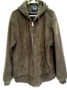 SEAN JOHN Brown Suede Jacket, Faux Fur lining, Hooded, SZ XL, - Picture 1 of 8