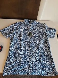 Camisa Van Heusen Para Hombre M Mediana Fin de Semana Campamento Ondas Tejido Estampado Manga Corta   - Imagen 1 de 5