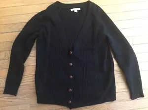 Love By Design acrylic cable black womens cardigan sweater small s - Picture 1 of 1