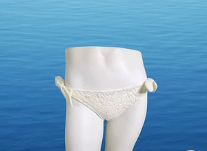 Bikini de encaje con ojales de marfil Aerie cobertura completa forrado con corbata lateral pequeño - Imagen 1 de 8