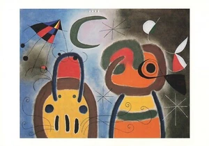 Joan Miro Bird w Plumage Unfolded Flies toward the Silvery Art Vintage Postcard  - Picture 1 of 2