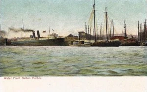 Postal Massachusetts Boston Harbor frente de agua impresa Alemania c1907-14 como nueva - Imagen 1 de 1