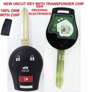 OEM 2003 2019 Nissan 4 Button Remote NEW UNCUT CHIP BLANK KEY REMOTE CWTWB1U751 - Bild 1 von 2