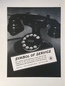 1937 vintage bell telephone system print ad, symbol of service - Picture 1 of 1