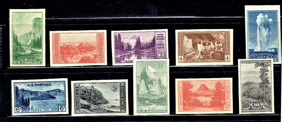 1935 U.S.National Parks IMPERF  COMPLETE SET OF 10 Sc#756-65 MINT NG as Issued - Image 1 of 1