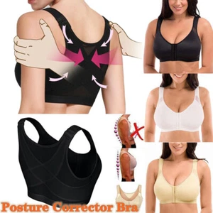 Women Posture Corrector Bra Wireless Back Support Push Up Yoga Front Closure Top - Picture 1 of 17