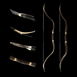 52" AF Archery Traditional Black Tatar Bow Handmade Horse Bow Recurve Bow Target - Picture 1 of 5