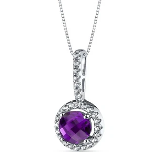 Colgante halo amatista oro blanco 14K 0,75 quilates - Imagen 1 de 3