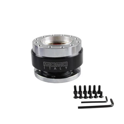Black MOMO Carbon Fibre Steering Wheel Quick Release Hub Adapter Snap Boss Kit - Image 1 of 4