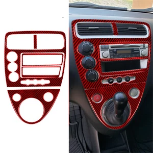 4x Tapicería de panel de consola central de fibra de carbono roja para Honda Civic Si 2002-2005 - Imagen 1 de 13