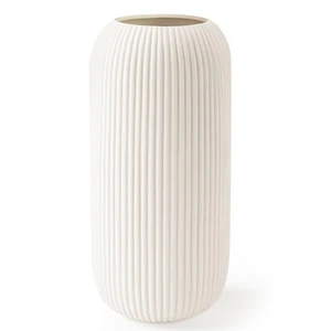 Ceramic Vase for Flowers – Modern Small Ribbed Textured Flower Vase for Home ... - Bild 1 von 6