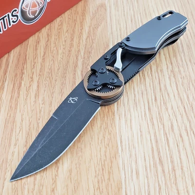 Mantis Gearhead Linerlock Folding Knife 3" 440C Steel Blade Gray Aluminum Handle - Image 1 of 4