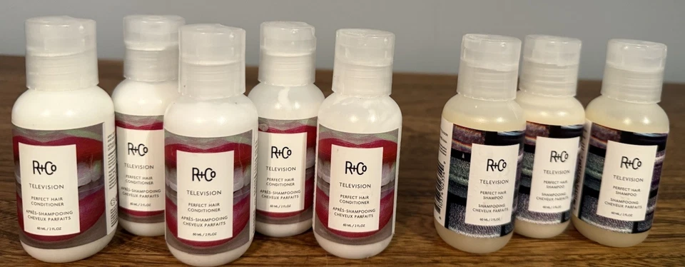 Lot of 8 R+Co Television (3 Shampoo & 5 Conditioner) Travel Size 2 oz ea - Image 1 of 1
