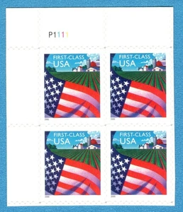 Scott #3449, plate block of 4, MNH, 34 cent, Flag Over Farm (2000) - Picture 1 of 2