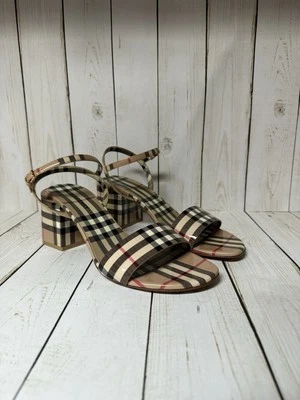 Sandalias Burberry Cornwall Vintage Cuadros Charol Archivo Beige Talla 39.5/9.5 Foto 1 de 4