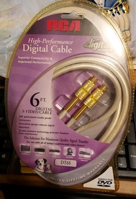 RCA High-Performance 6 Ft. Digital S-Video Cable DT6S 24K Gold-Plated Connectors - Image 1 of 2