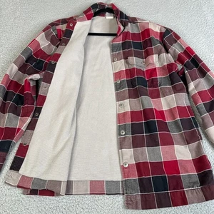 NIke SB Flannel Shirt Men M Red Gray Plaid Snap Thermal Lined Shacket Surf Skate - Picture 1 of 18